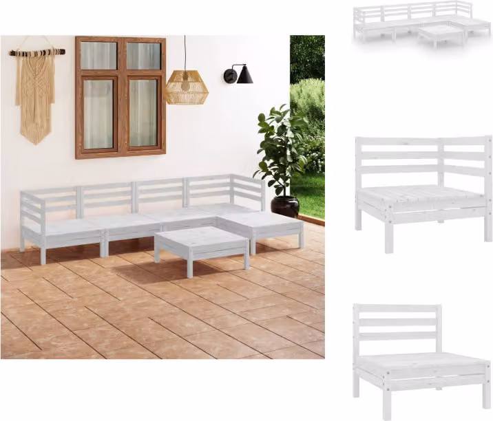 vidaXL Set di 6 pezzi da giardino in pino massiccio bianco - Set di mobili da giardino