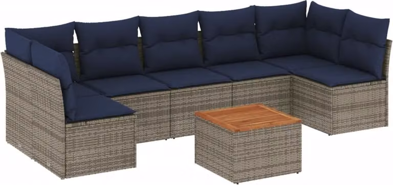 Set Divani da Giardino 8 pz con Cuscini Grigio in Polyrattan