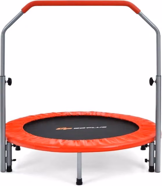 Mini trampolino pieghevole HELLOSHOP26 in acciaio rosso e nero per uso interno ed esterno, portata massima 150 kg