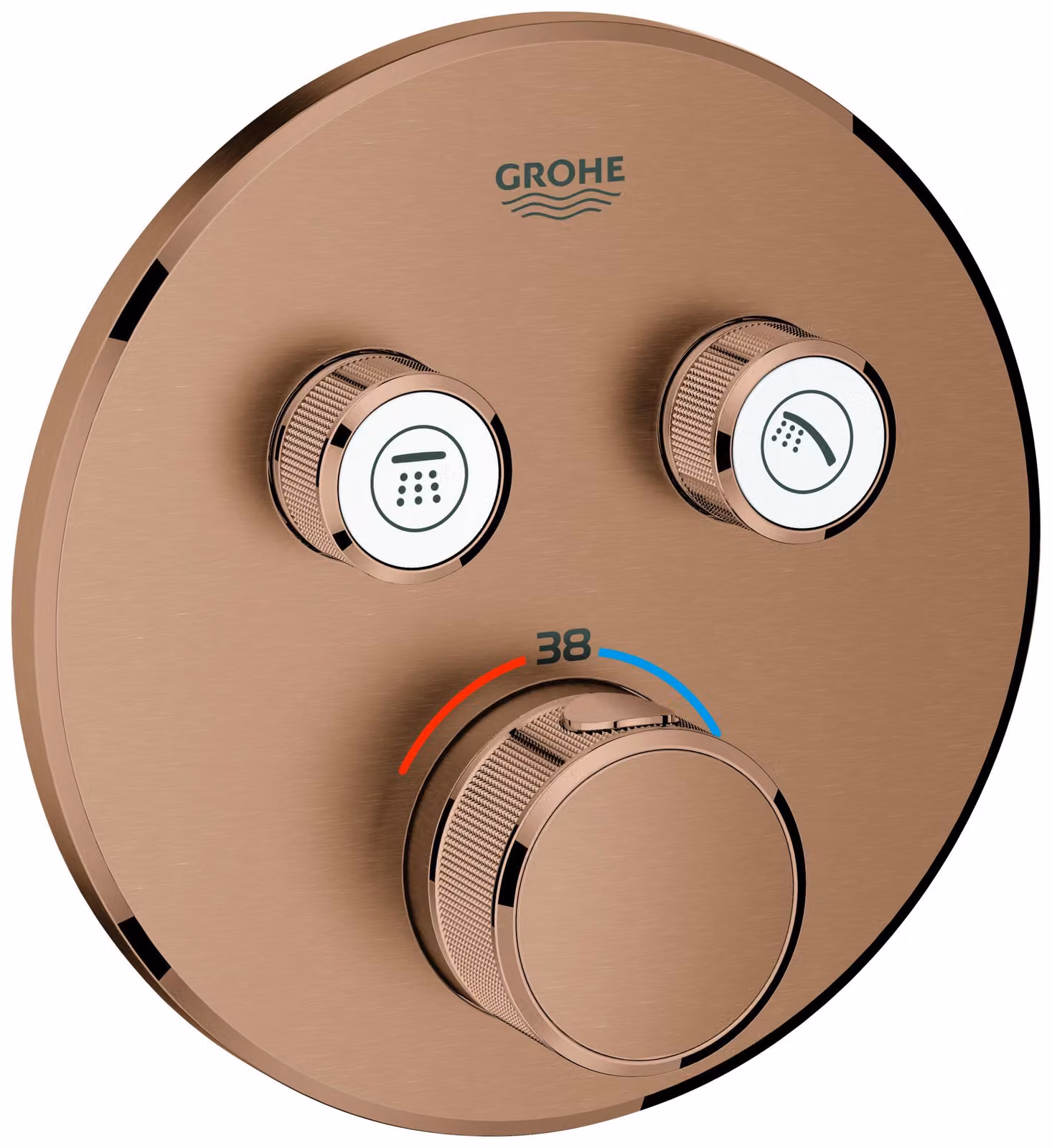 Thermostat Grohe Grohtherm SmartControl avec deux vannes darrêt, rosace murale ronde, 29119DL0, 29119DL0