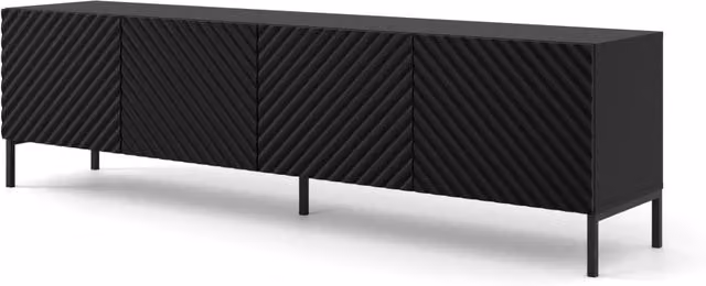 Mobile porta TV Surf 200 4D Bim Furniture Nero Opaco L: 200 cm, P: 42 cm, H: 56 cm