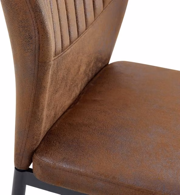 Set di 4 sedie da pranzo in tessuto marrone e metallo nero 93 cm stile moderno