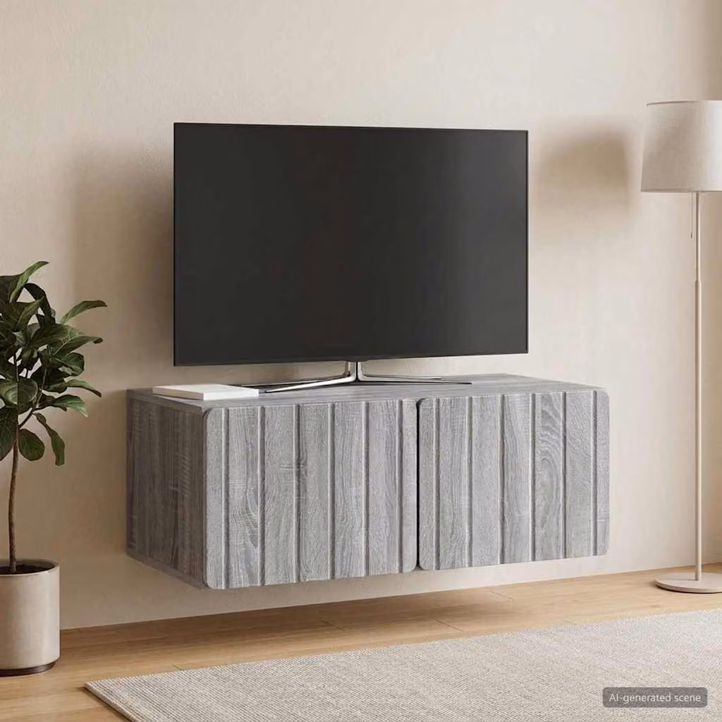 Mobile Porta TV da Muro vidaXL Moderno in MDF Grigio L: 78,5 cm, P: 41 cm, H: 30 cm