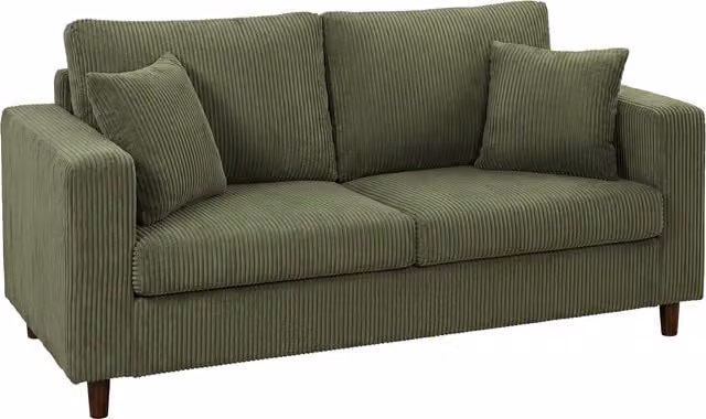 Divano 2 Posti HOMCOM in Velluto a Coste Verde con Seduta Ampia e Profonda, L: 170 cm, P: 80 cm, H: 82 cm