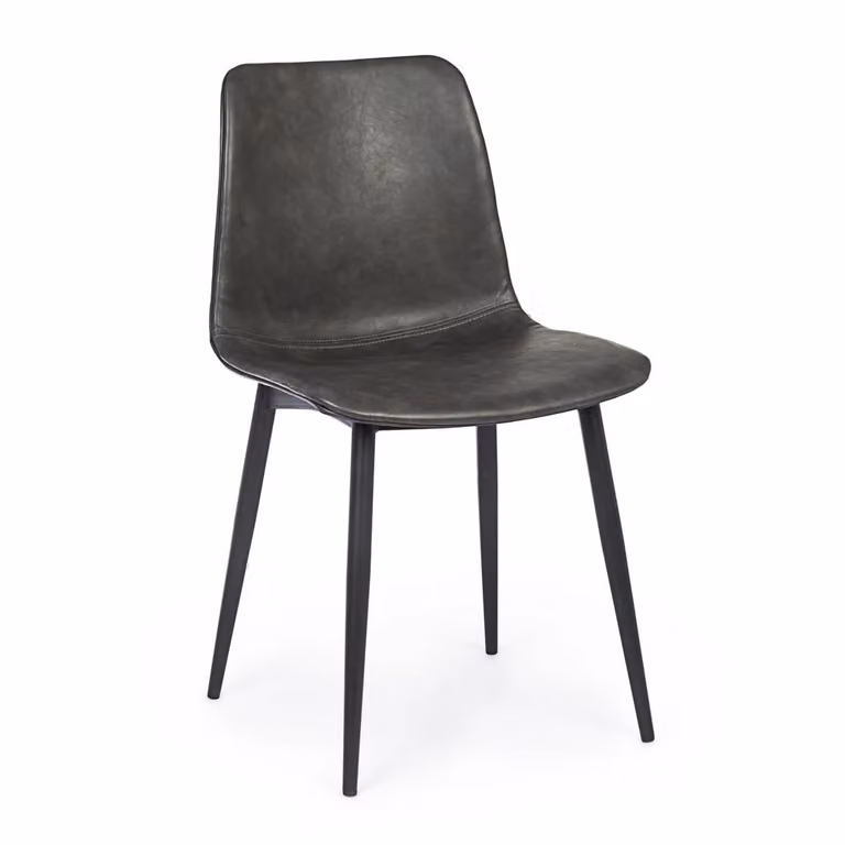 Set di 2 sedie KYRA similpelle antracite e gambe nere