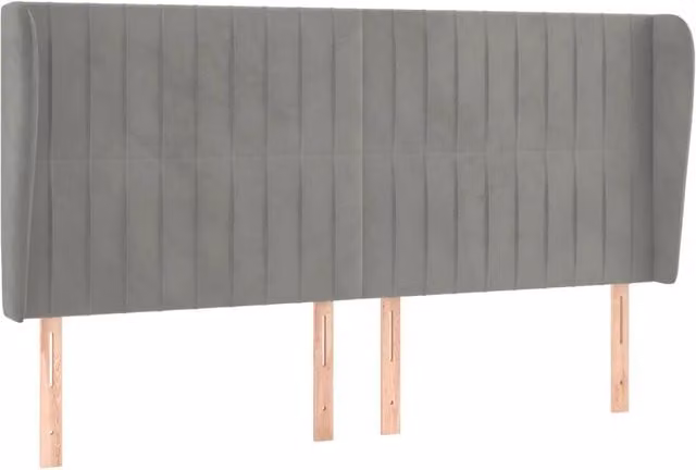 Testiera ad orecchio in velluto grigio chiaro L: 163 cm, P: 23 cm, H: 118/128 cm