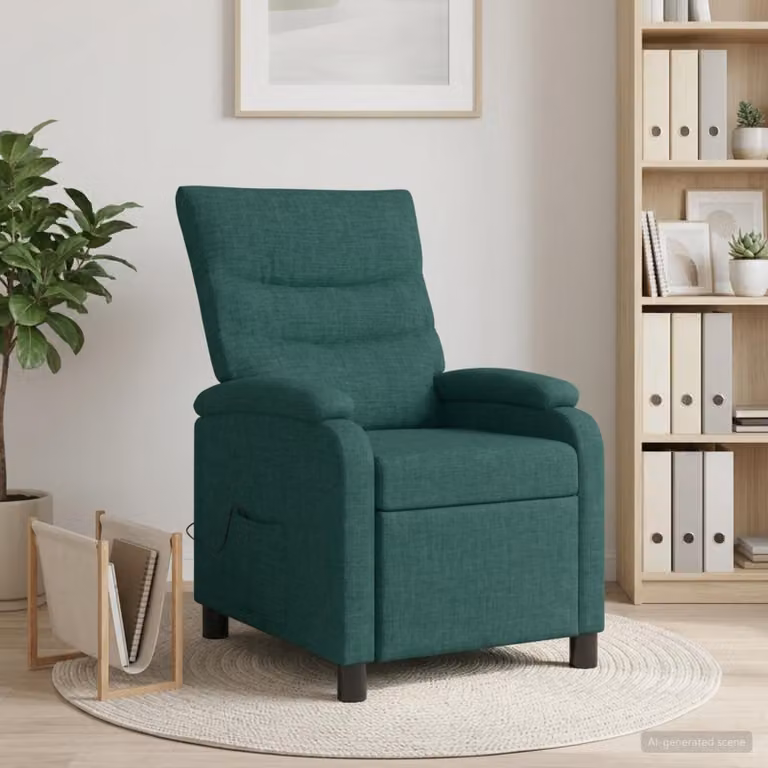 Poltrona relax reclinabile vidaXL in tessuto verde con braccioli e leva manuale