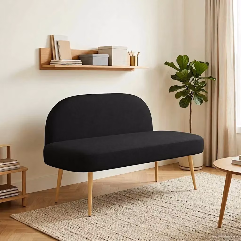 Panchina imbottita con schienale nera DESIGN IN per soggiorno L: 110 cm, P: 60 cm, H: 76 cm – 2