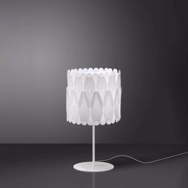 Lampada da scrivania moderna Amanda Linea Zero Polilux in metallo e plastica bianca con attacco E27