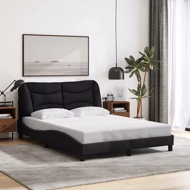 Giroletto senza Materasso-Struttura Letto Hvar Nero 140x200 cm in Tessuto