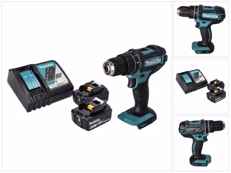 Makita DHP 482 RT trapano a percussione a batteria 18 V 62 Nm + 2x batteria ricaricabile 5,0 Ah + caricabatterie