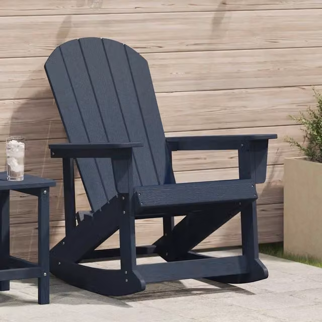 Poltrona a dondolo Adirondack vidaXL blu navy in plastica per giardino e terrazzo – 1