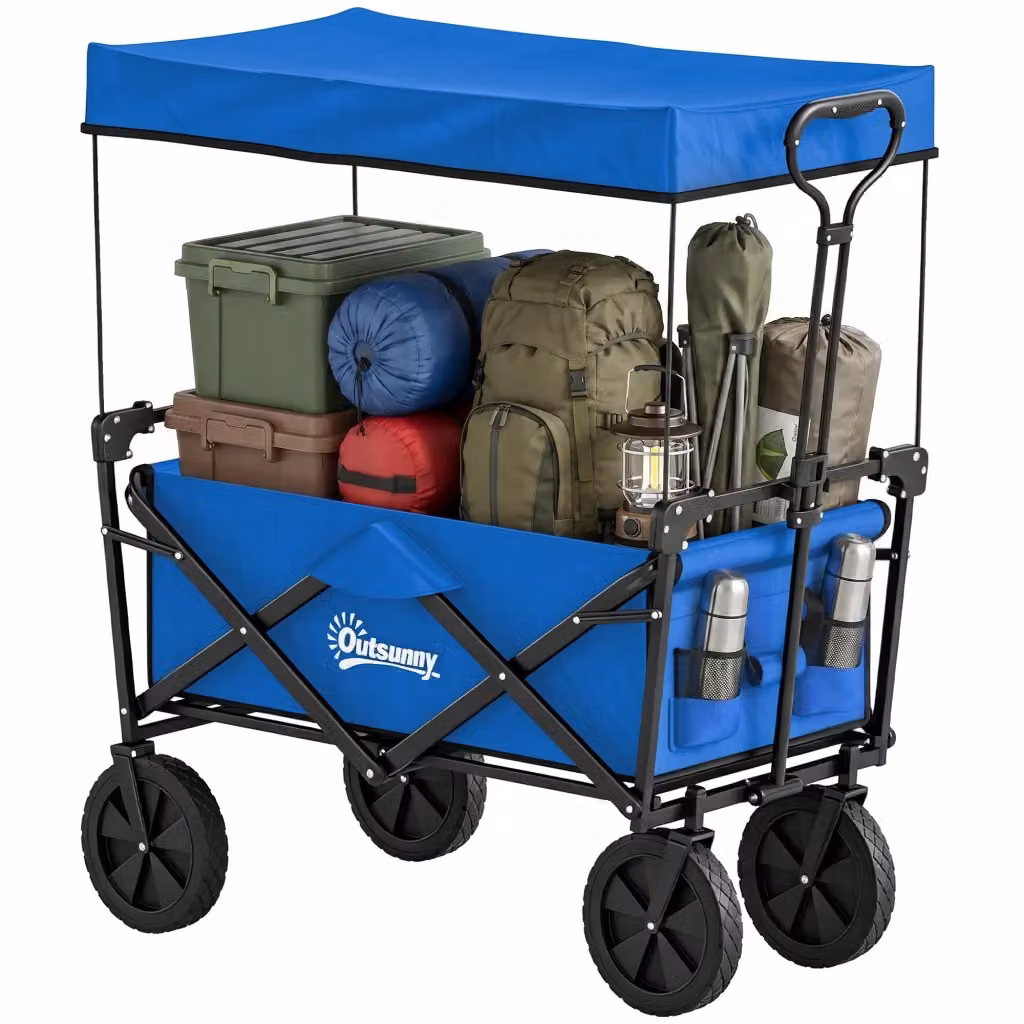 Carrello Pieghevole Xylo Blu con Tettuccio Removibile, Manico Regolabile e Borsa per Trasporto, Portata 100kg – 2