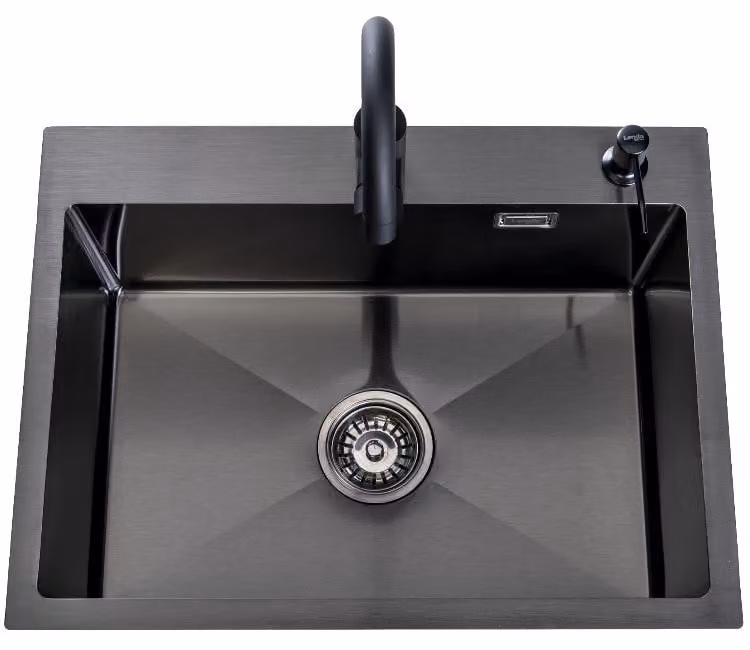 Lavandino online Lendo 59x44 cm nero con rubinetto e dispenser