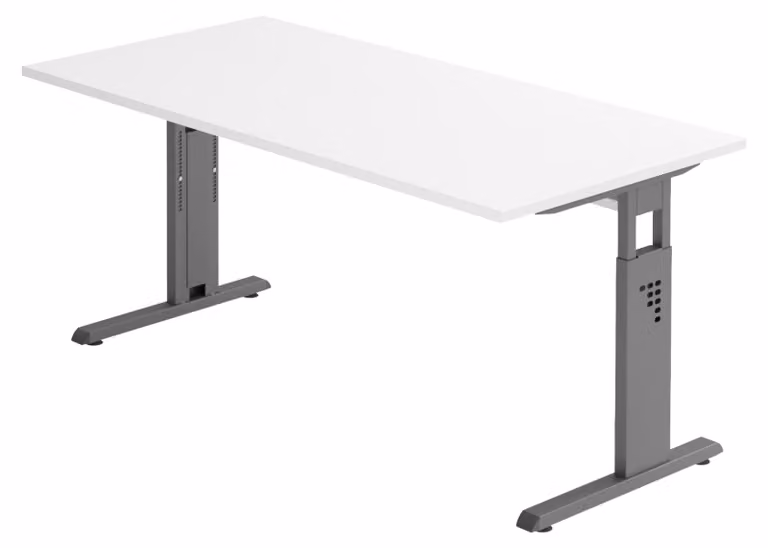 bümö Scrivania Serie-O - Decorazione: bianco, dimensioni: 160 x 80 cm, struttura: grafite