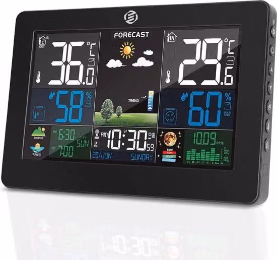 Stazione meteorologica digitale per interni ed esterni - Idrometro - Termometro - Digitale per interni ed esterni - Misuratore di umidità - Versione avanzata