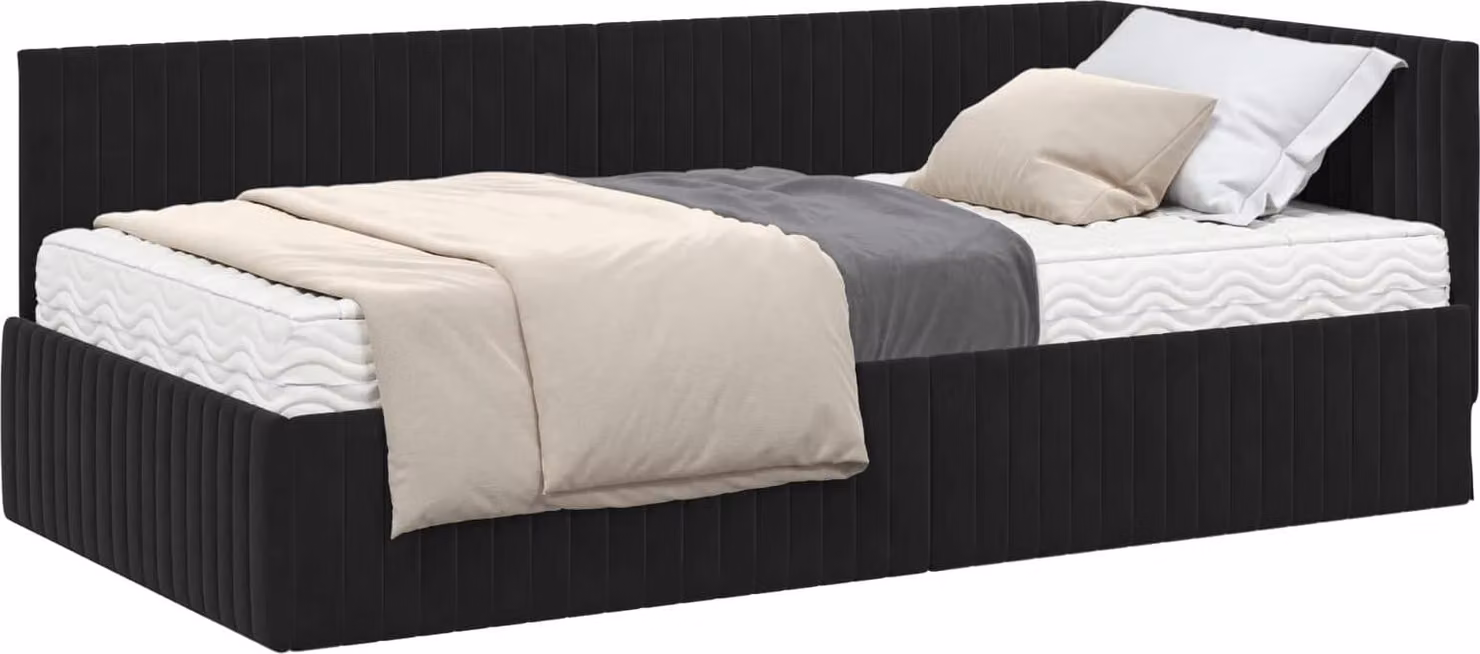 Struttura Letto Angolare con Materasso 2 pcs Nero Velluto