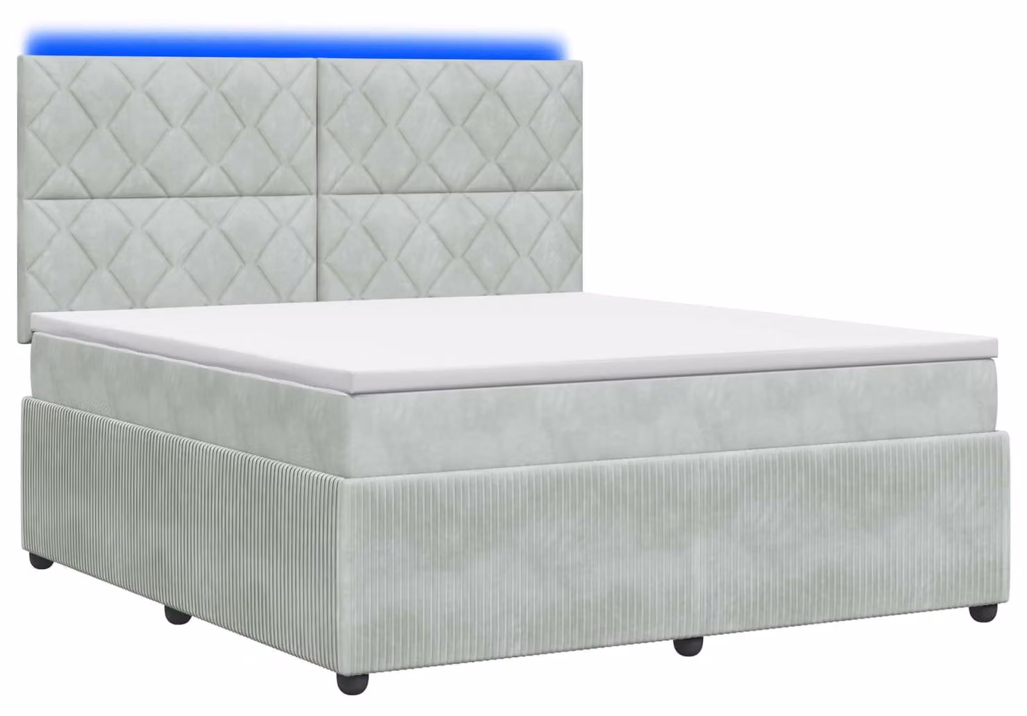 Letto a molle LED con materasso grigio chiaro 140 x 190 cm in velluto