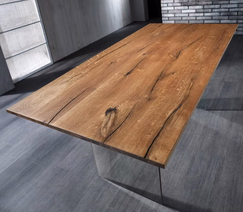 Tavolo da pranzo rettangolare Oresteluchetta in legno massello color rovere, L: 180 cm, P: 90 cm, H: 76 cm – 2