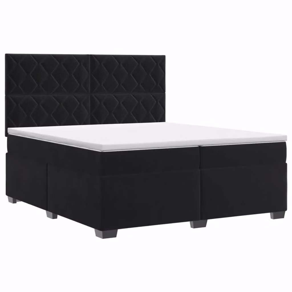Letto box spring con materasso vidaXL in velluto nero L/P: 200 x 200 cm – 2