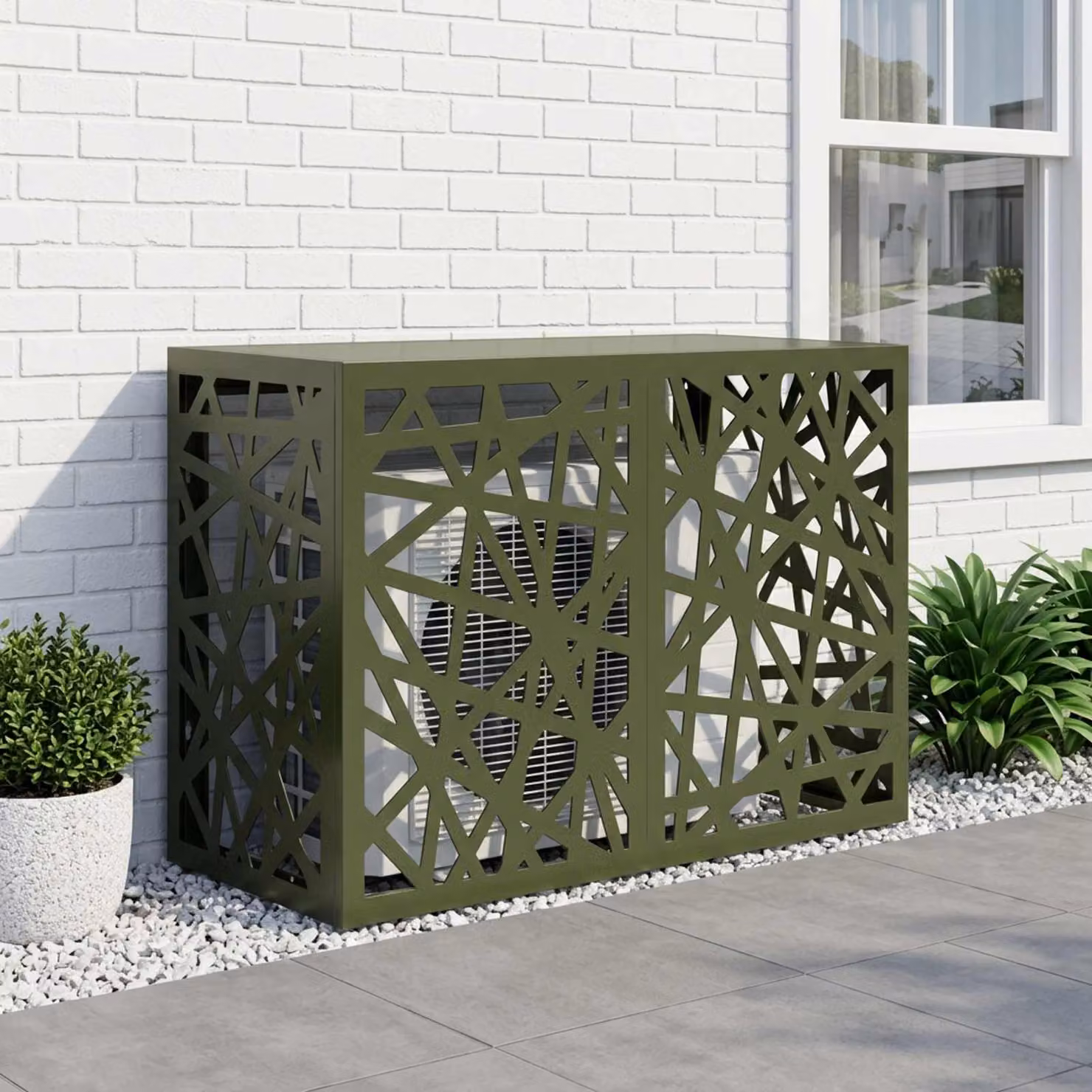 Copertura per condizionatore d'aria vidaXL Verde Oliva L 90 x P 40 x H 60 cm