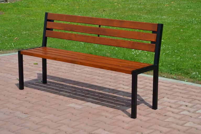 Panca da giardino in legno con schienale 158x38cm panca da parco in acciaio