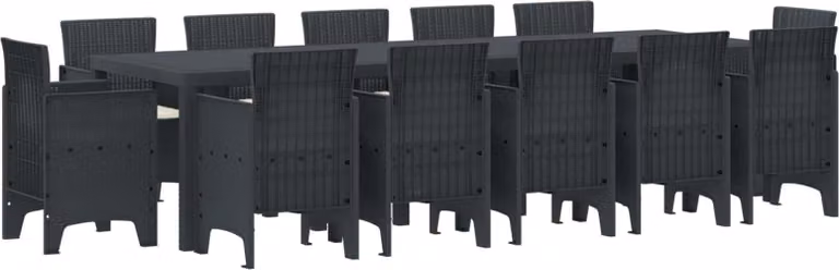 Set da Pranzo per Giardino 13 pcs Antracite Polyrattan