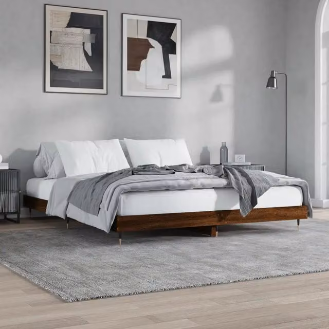 Giroletto senza materasso vidaXL in rovere marrone con doghe in legno e struttura in metallo L/P/H: 120 x 200 x 20 cm