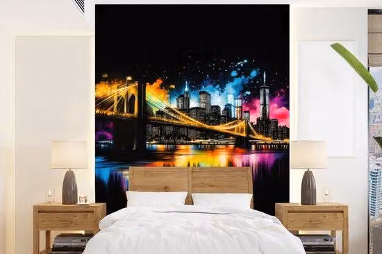 Banner fotografico - Skyline - Ponte - Illuminazione - Colori - Larghezza 165 cm x Altezza 220 cm