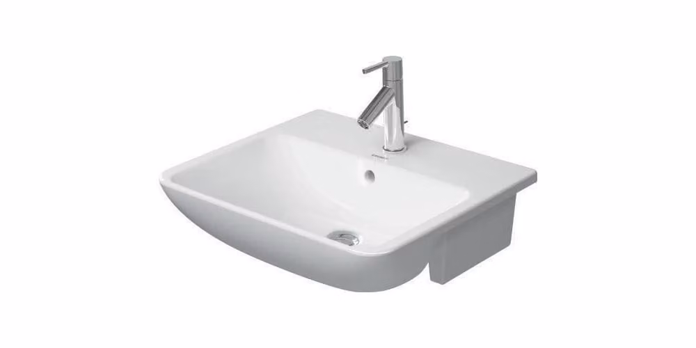 Duravit ME by Starck lavabo semi-encastré, 1 trou de robinetterie, avec trop-plein, avec plage de robinetterie, 550mm, 0378550000, 0378550000