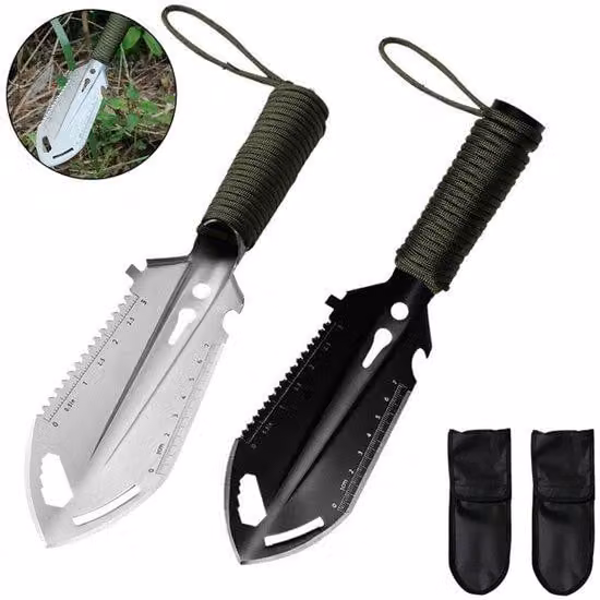 Forbice multifunzione 9-in-1 - forbice da arrampicata - forbice da campeggio - forbice da zaino - utensile da esterno - con custodia e impugnatura in nylon - facile da usare - ideale per campeggio, giardinaggio e attività all'aperto - colore: nero, argent