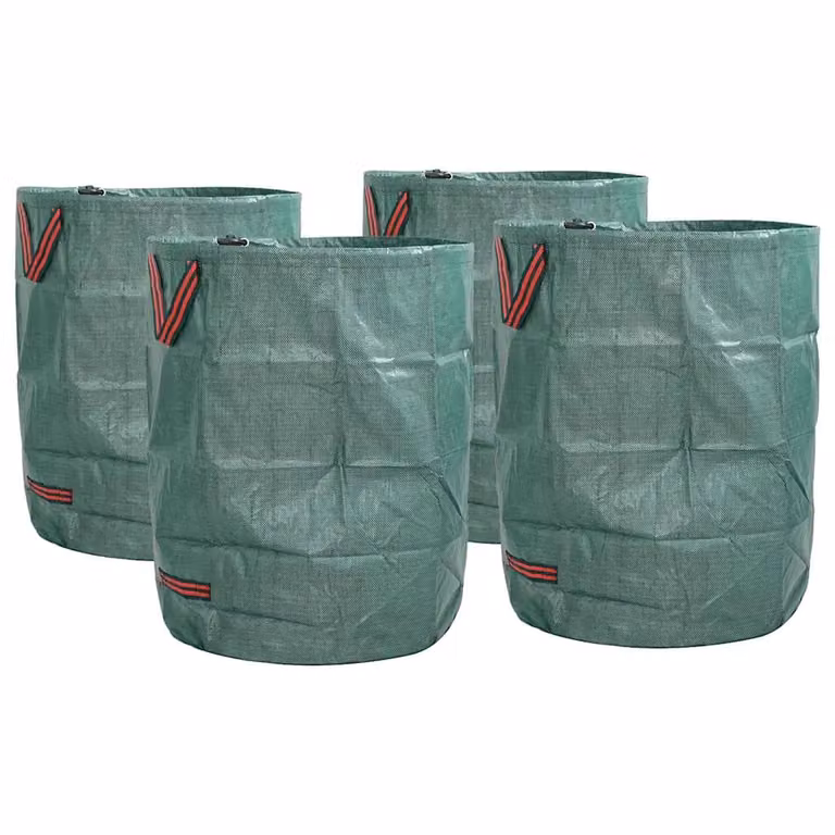 Set di 4 sacchi per rifiuti da giardino vidaXL in polipropilene verde, capacità 300 l