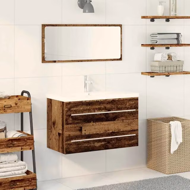 Armadio per Lavabo da Bagno-Armadietto da bagno-Mobiletto da bagno Legno vecchio 80 x 38,5 x 48 cm