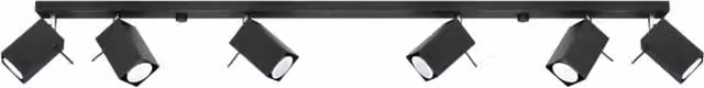 Lampada a soffitto MERIDA di Sollux Lighting, modello moderno in metallo nero con 6 faretti regolabili e attacco GU10