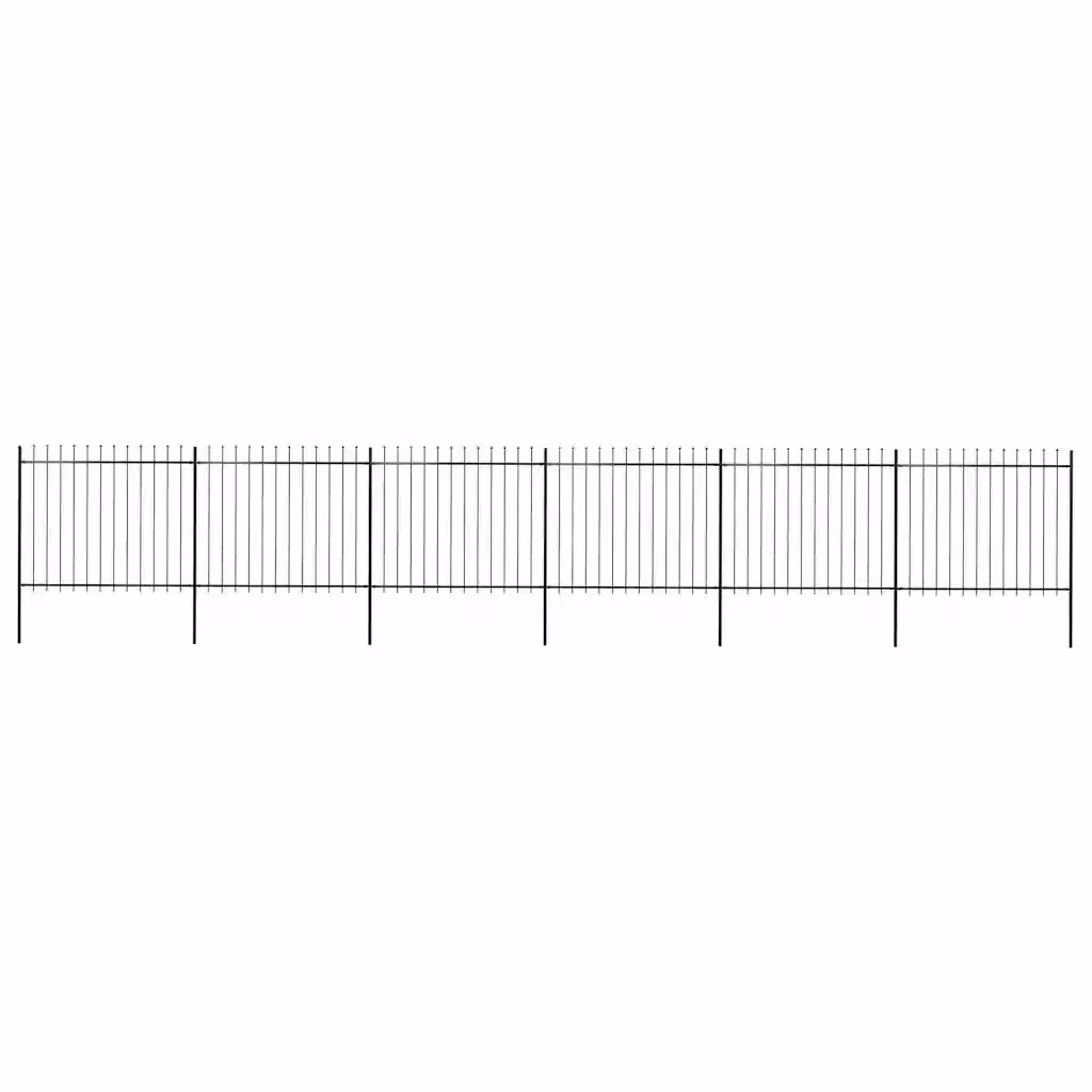 Recinzione da Giardino vidaXL in Acciaio con Punta a Lancia Nero H: 150 cm – 1