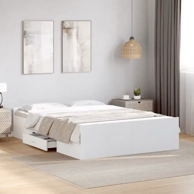 Giroletto con Cassetti Bianco 120x190 cm in Legno Multistrato 3280321