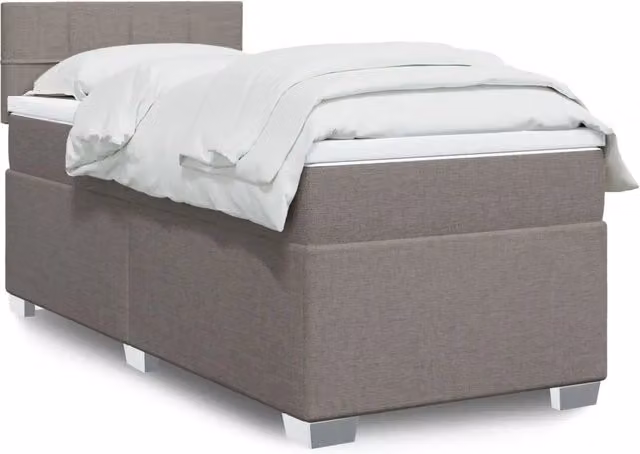 Letto con Giroletto a Molle e Materasso vidaXL in Tessuto, Colore Tortora/Grigio, L 100 x P 200 cm