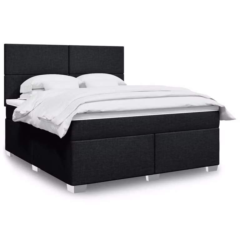 vidaXL Letto a Molle con Materasso Nero in Tessuto e Materiali Misti L/P/H: 180 x 200 x 150,5 cm