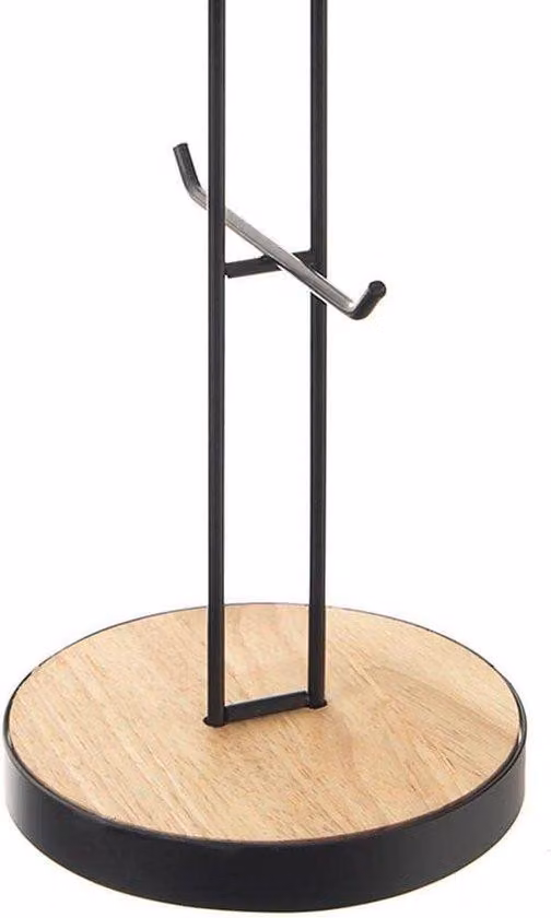 Armadietto da giardino con 6 cassetti, colore nero, struttura in metallo e gambe in legno, dimensioni 155 x 40 cm - Elegante soluzione per riporre gli oggetti da giardino