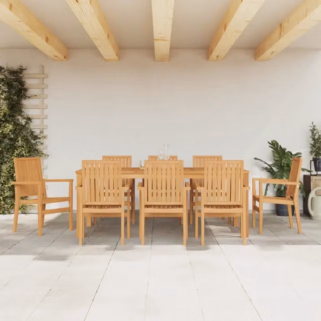 Set da pranzo per giardino vidaXL in legno di teak marrone, 9 pezzi – 1