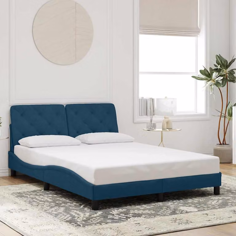 vidaXL Giroletto senza Materasso in Velluto Blu L 120 x P 200 cm