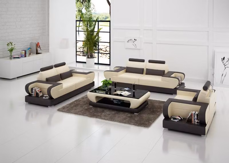 Ledersofa Couch Wohnlandschaft 3+2+1 Sitzer Garnitur Design Modern Sofa G8003D