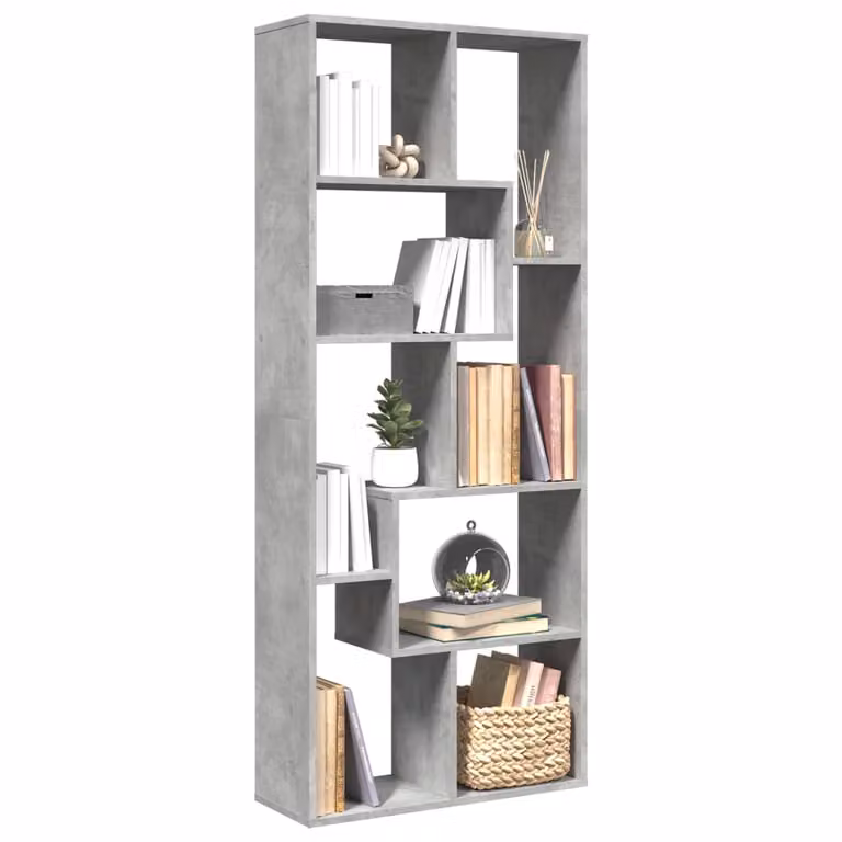 Libreria Divisorio moderna vidaXL in MDF Grigio Cemento, L: 67 cm, P: 25 cm, H: 161,5 cm