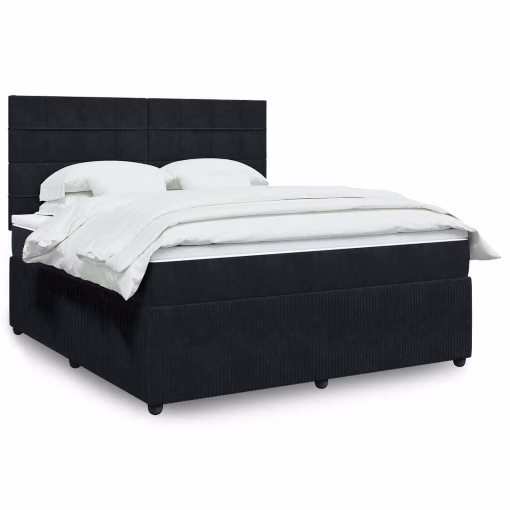 Maison Exclusive - Giroletto a Molle con Materasso Nero 180x200 cm in Velluto
