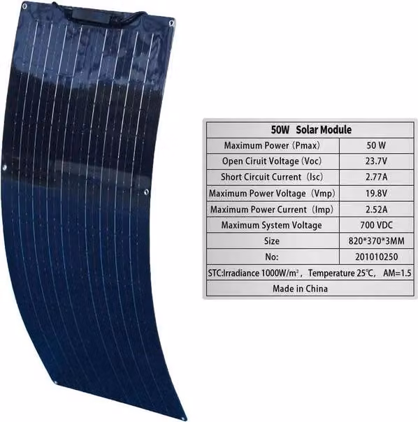 Pannello solare, 50 W, 12 V
