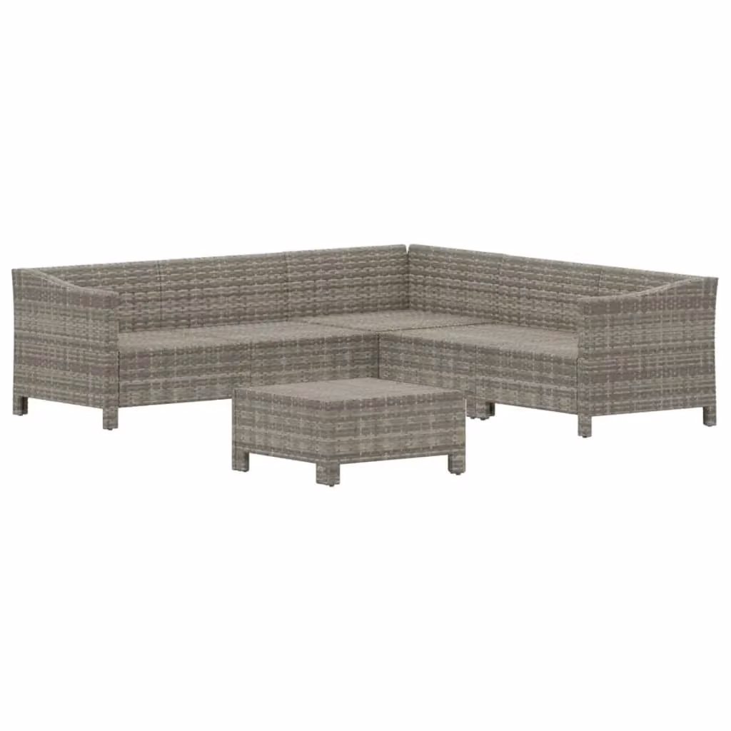 Set di mobili da giardino Outsunny in resina intrecciata grigia con 6 pezzi e cuscini imbottiti in poliestere resistente ai raggi UV – 2
