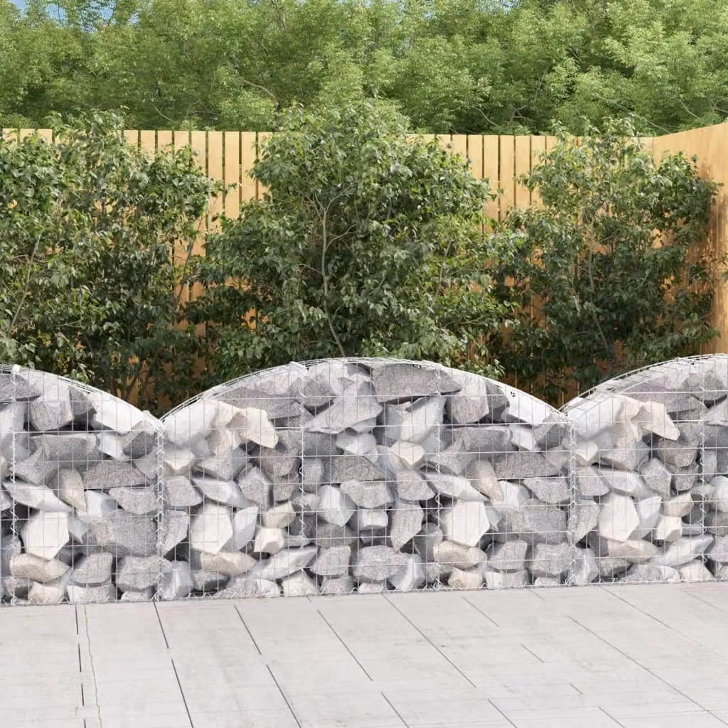 vidaXL Cesto Gabbione ad Arco in Acciaio Zincato Grigio L: 150 cm, P: 30 cm, H: 60/80 cm