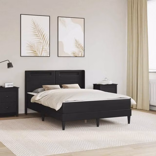 Struttura letto con materasso Nero 140 x 190 cm Similpelle 3414910
