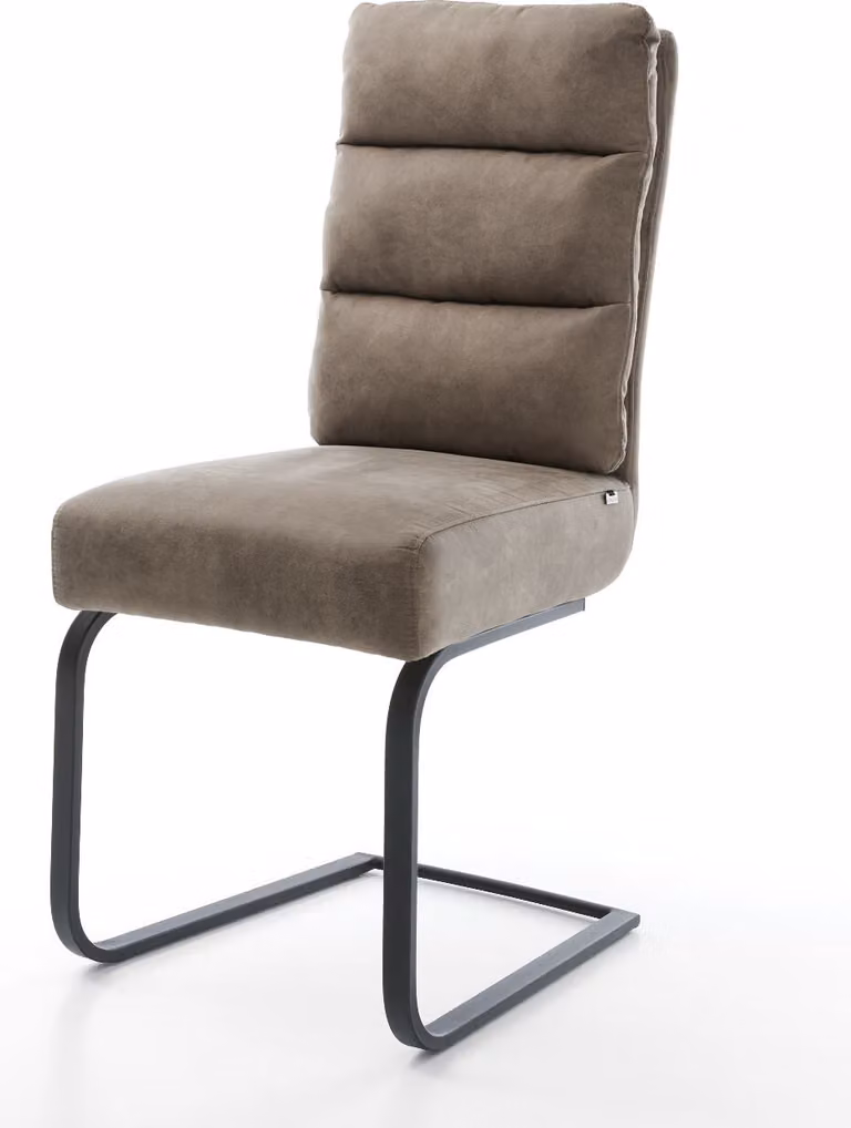 DELIFE Sedia a sbalzo Pela-Flex in microfibra color taupe vintage, seduta piatta, nero, molle insacchettate