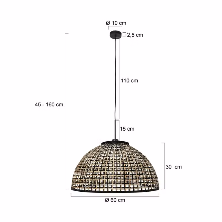 Steinhauer Lampada a sospensione Sparkled Light, dimmerabile, Nero, Soggiorno / Sala da pranzo, bambù, Lampada a sospensione